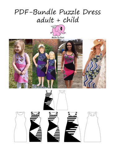 PDF-pakke/bundle: Puzzle dress child + adult