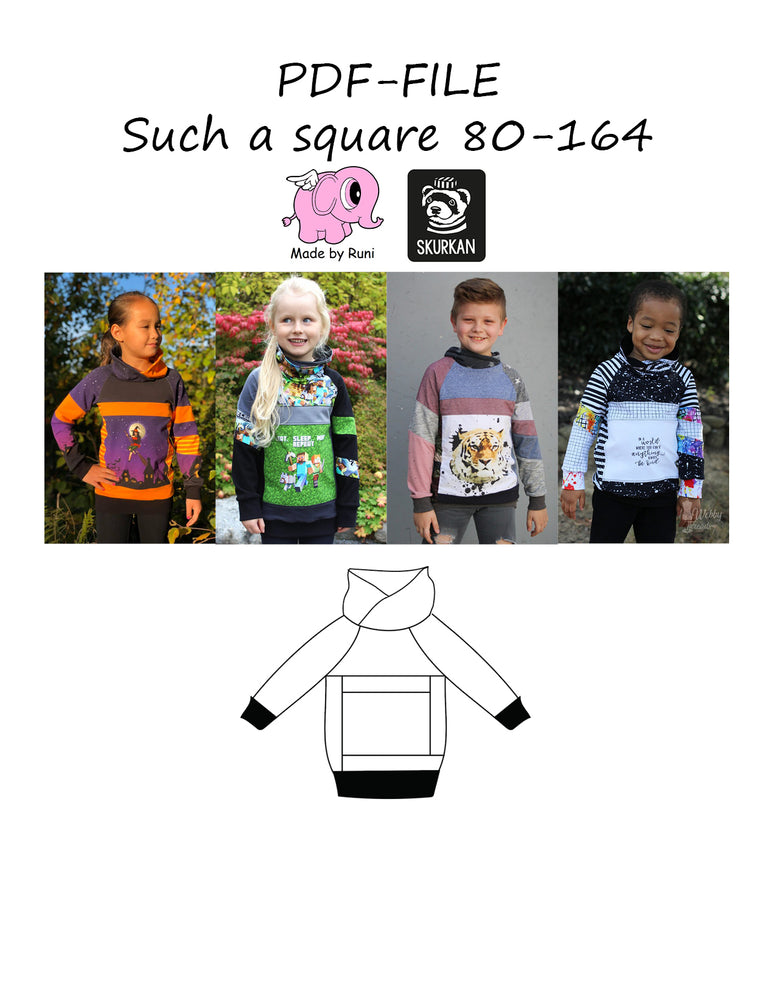 PDF-mønster/pattern: Such a square 80-164 (US 12m-14y)