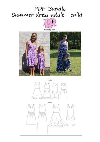 PDF-pakke/bundle: Summer dress child + adult