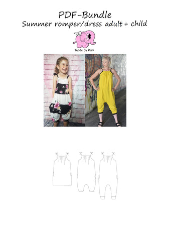 PDF-pakke/bundle: Summer romper dress child + adult