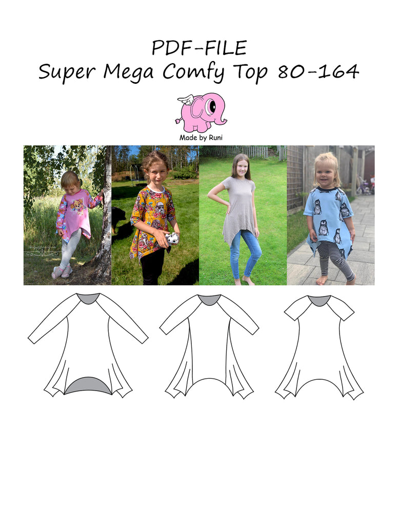 PDF-mønster/pattern: Super Mega Comfy Top 80-164