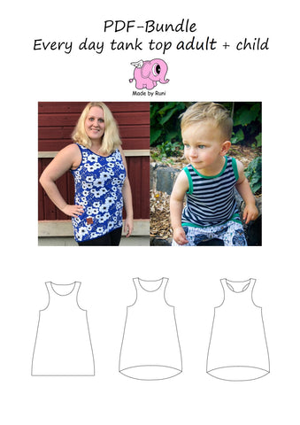 PDF-pakke/bundle: Every Day Tank Top child + adult fitted